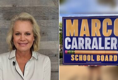 Melissa Caldwell and a Marco Carralero for School Board campaign sign