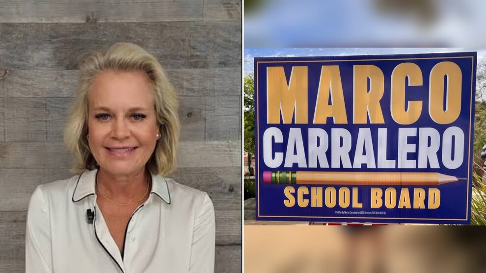 Melissa Caldwell and a Marco Carralero for School Board campaign sign